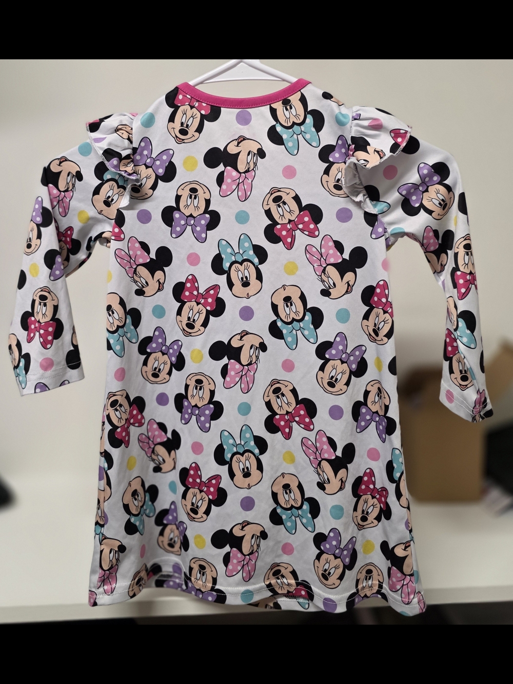 Disney Minnie Mouse Long Sleeve Pajama Top in Pink and Multicolor - Picture 3 of 3